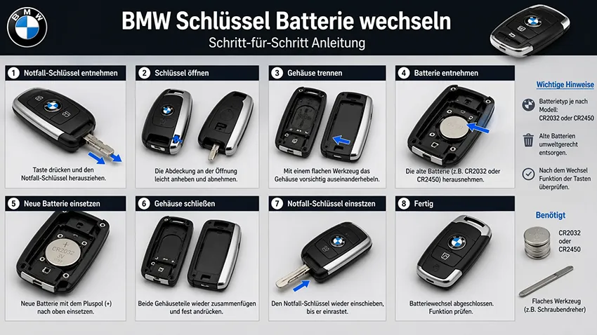 bmw schlüssel batterie wechseln