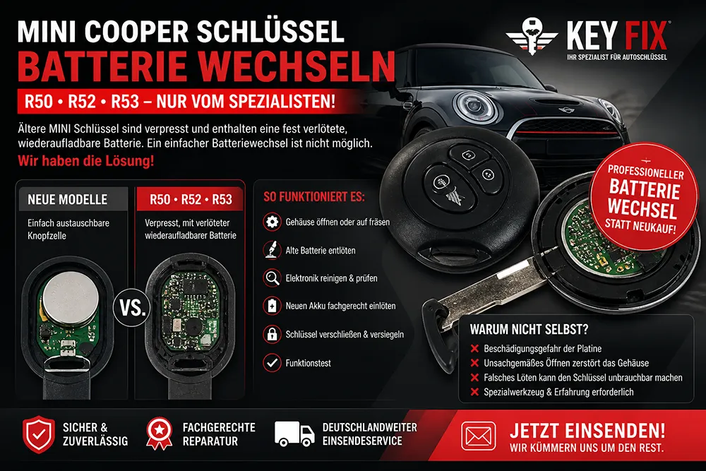 MINI Cooper Schlüssel Batterie wechseln – Bei diesen Modellen nur vom Spezialisten!
