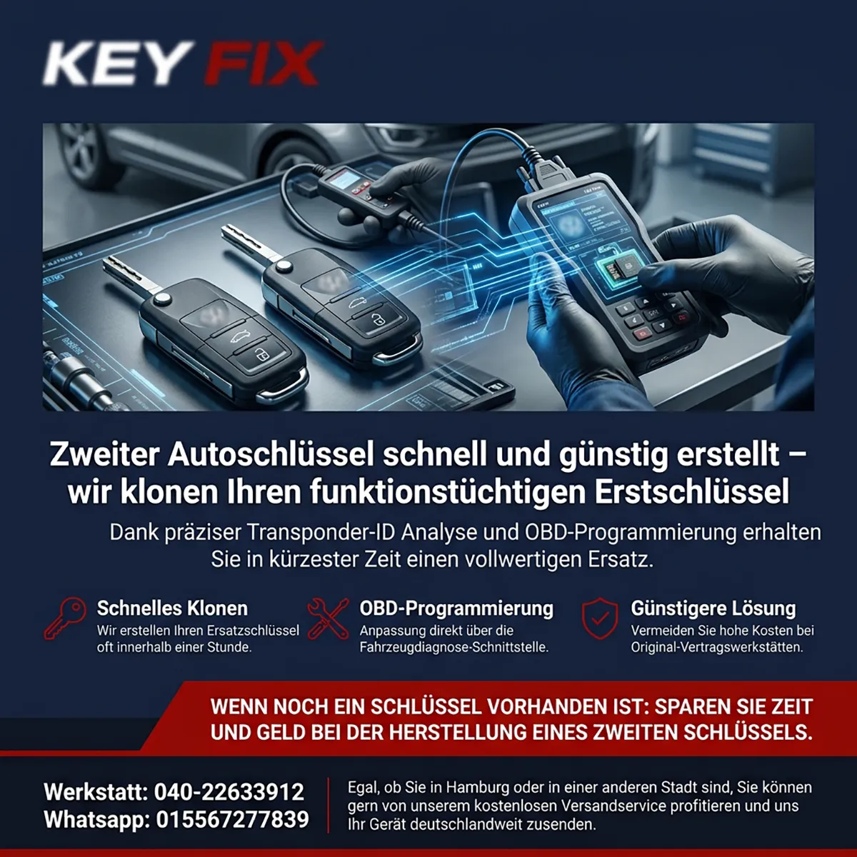 Günstiges Nachmachen bei vorhandenem funktionstüchtigem Erstschlüssel