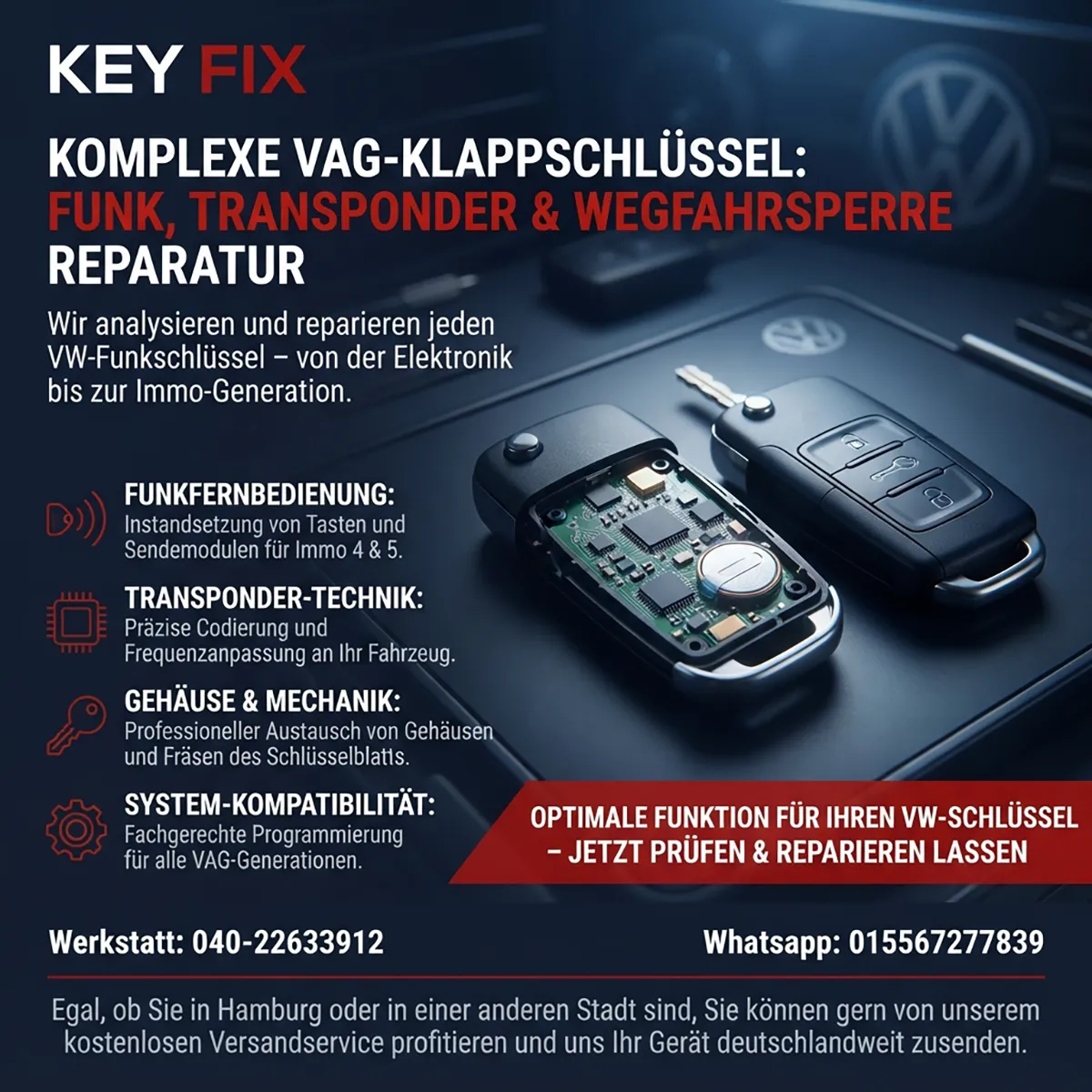 Kosten für VAG-Klappschlüssel mit integrierter Funkfernbedienung