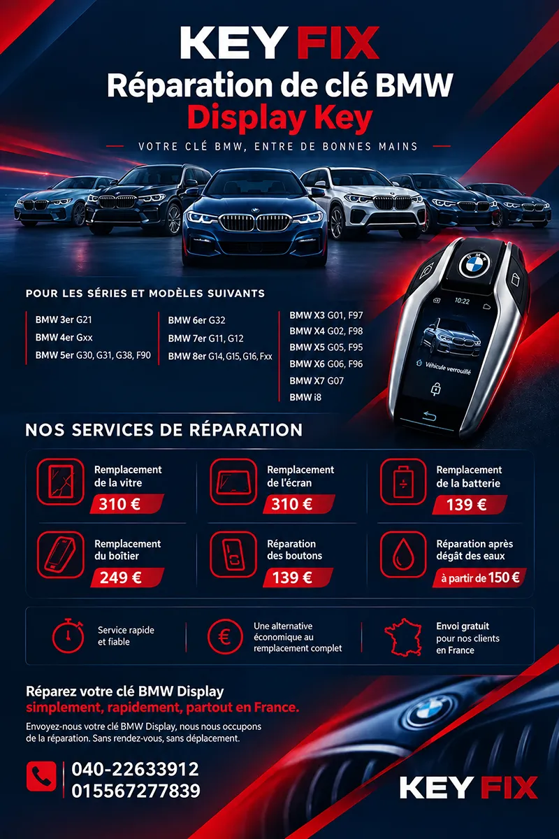 Réparation de clé BMW Display