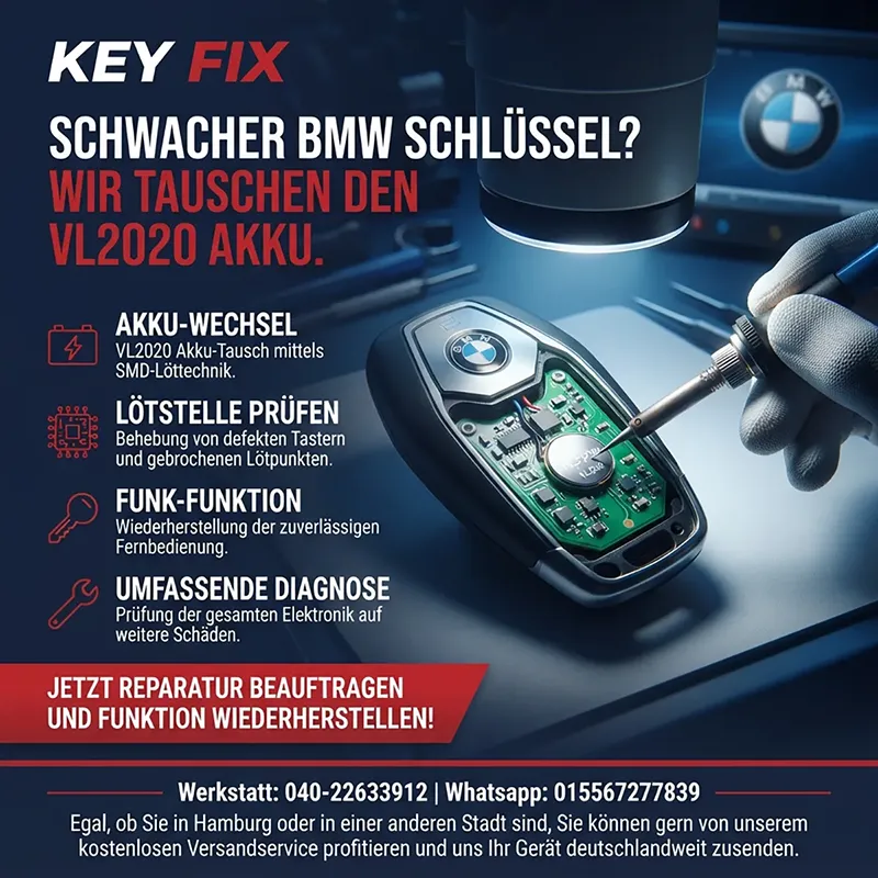 Tiefenentladene VL2020 Akkus im klassischen BMW Rauten-Schlüssel (E-Baureihen)