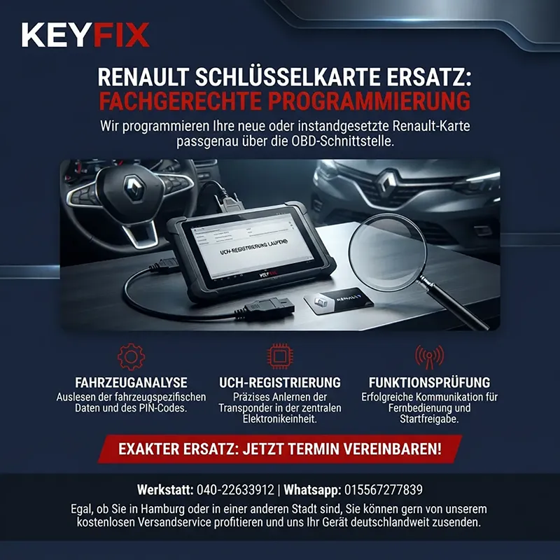 Schrittweise Programmierung der Wegfahrsperre über die fahrzeugeigene OBD-Schnittstelle