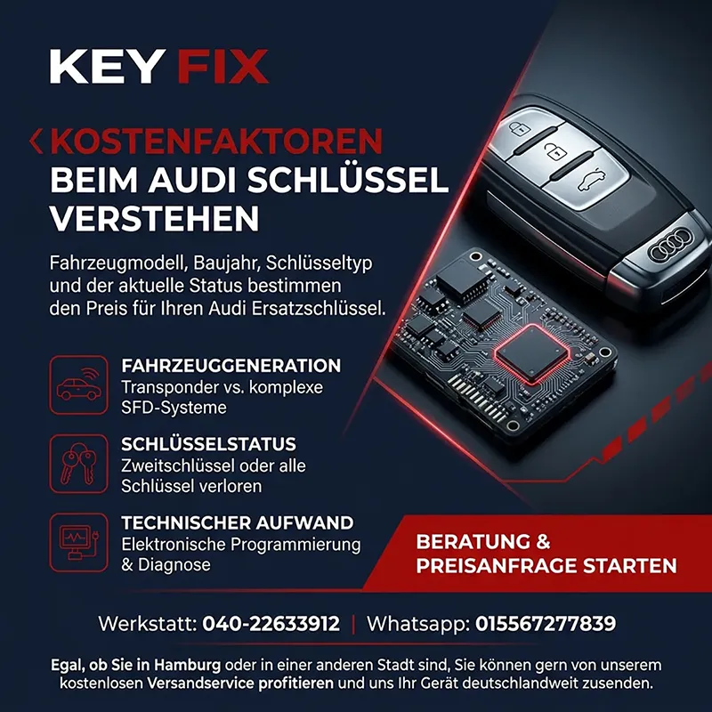 Was den Preis bestimmt: Kostenfaktoren beim Audi Schlüssel