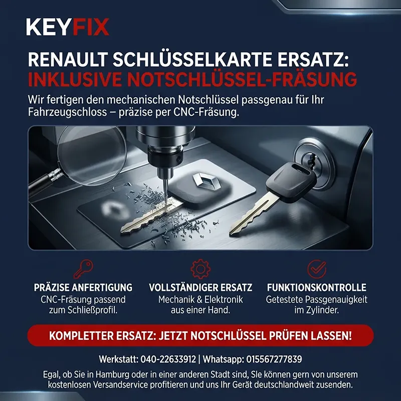 Mechanische Anfertigung des integrierten Notschlüssels