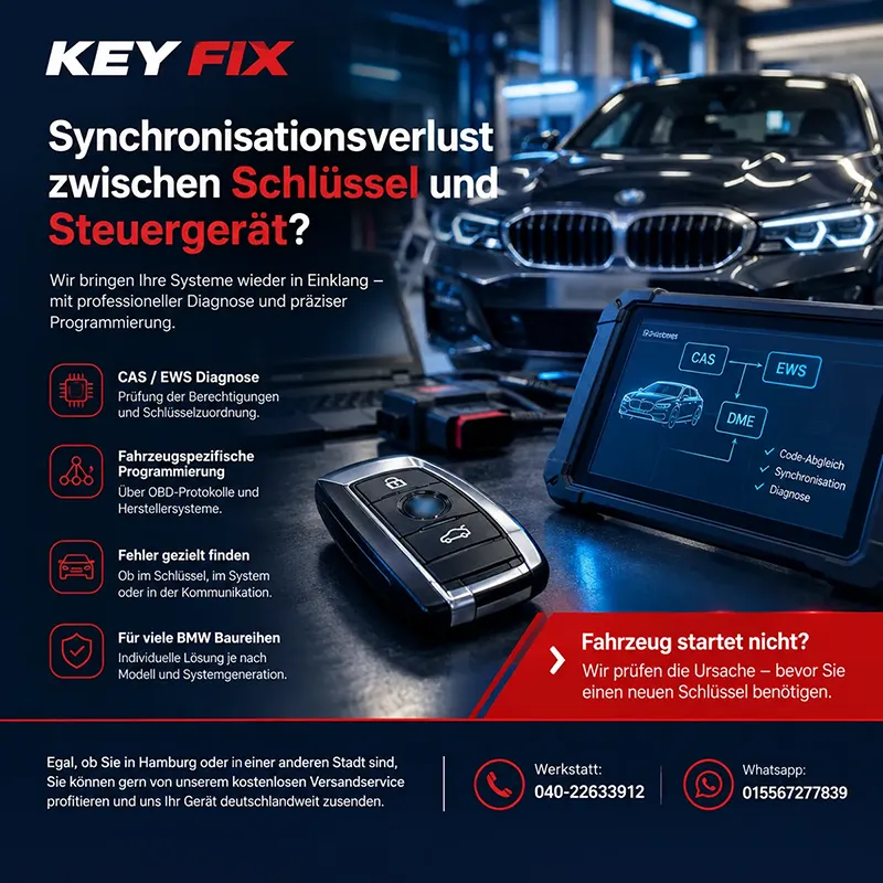 Synchronisationsverlust des Rolling-Codes zwischen Schlüssel und Steuergerät