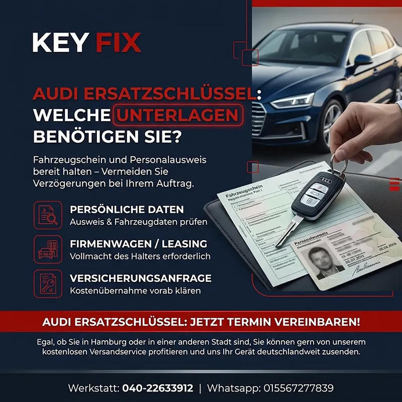 Welche Unterlagen brauche ich für einen Audi Ersatzschlüssel?