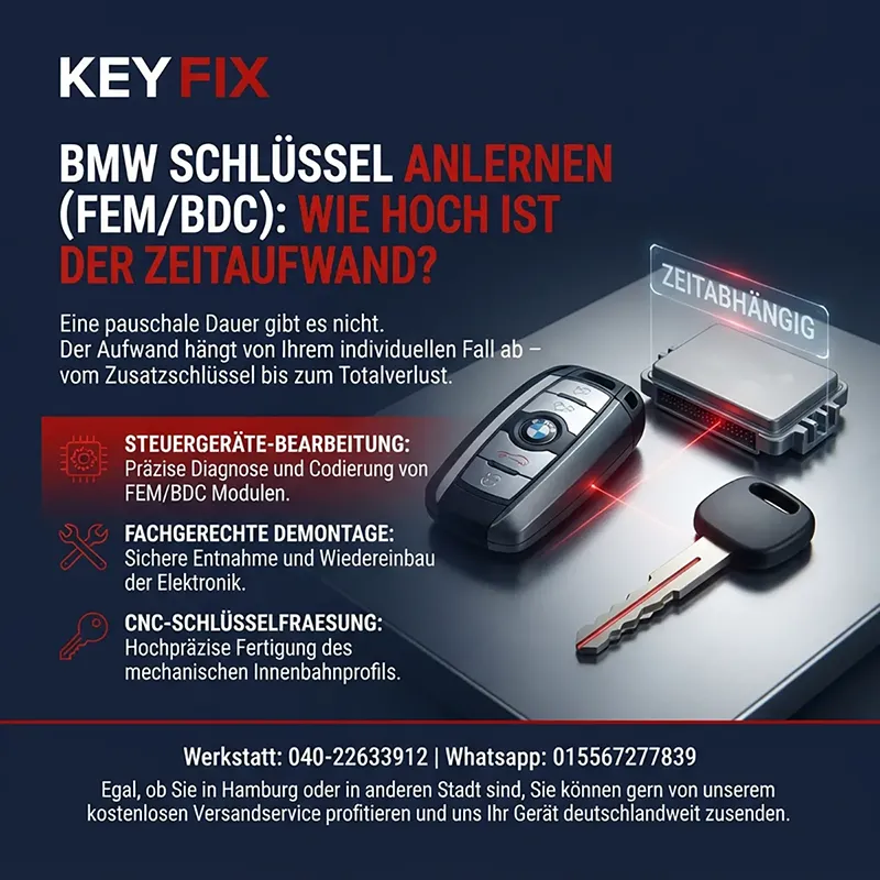 Wie hoch ist der kalkulierte Zeitaufwand für die Codierung eines modernen FEM/BDC-Schlüssels?