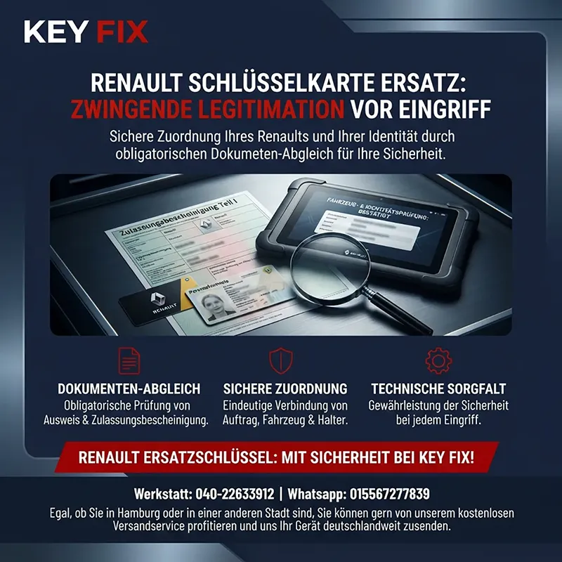 Zwingende Legitimation vor jedem Eingriff in das Renault Schließsystem
